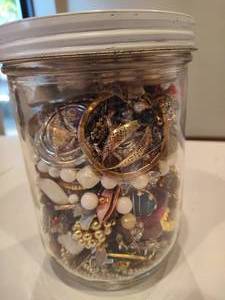lot 127 image: Mystery Jar of Asst BrokenMismatched Jewelry