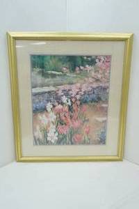 lot 27 image: Framed Floral Print. Matted. 29 tall by 33 wide