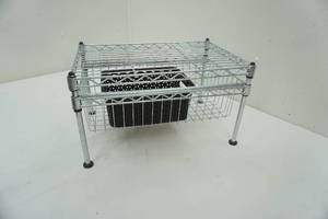 lot 45 image: 2-tier pull out sliding basket freestanding shelving