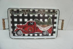 lot 80 image: Merry Christmas Truck Enamel Tray (NEWLIKE NEW)