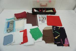 lot 131 image: Sewing Lot Fabric, Organizer, and some supplies