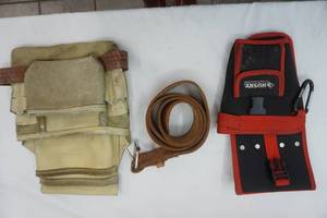 lot 134 image: Husky & Craftsman Tool Belt Pouches and leather belt