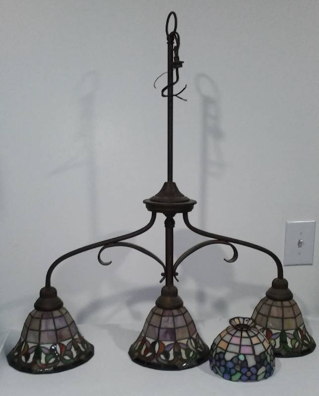 lot 33 image: Hanging BarPool-Stained Glass Ceiling Fixture.