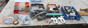 lot 78 image: Saw Blades, Hole saws, sanders, drill bits and more.