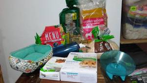 lot 91 image: Gerbil, Hamster Guinea Pig Bedding, Food, Playpen and More.