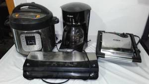 lot 114 image: Insta Pot, Sandwich Maker, Coffee Pot, Seal-a-meal.