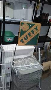 lot 134 image: Bathroom Accessories, NEW Toilet Seat, Silver Hamper Organizers and More.