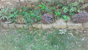 lot 151 image: Cabin Tear-down Retainer Bricks and Landscaping Flowerbed Rocks.