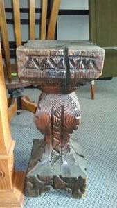 lot 164 image: Vintage Hand Carved Wood Plant Stand.