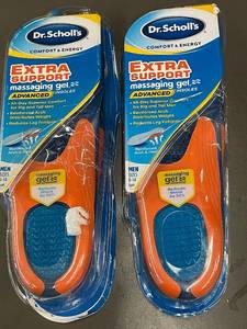 lot 1 image: 2 Pairs Dr. Scholls Extra Support Massaging Gel Insoles for Men Sizes 8-14
