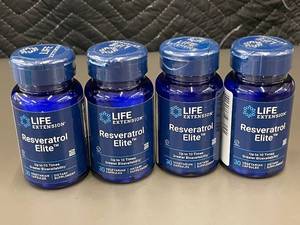 lot 5 image: Set of 4 Life Extension Resveratrol Elite 30 Veg Capsules