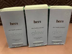 lot 11 image: hers Glow Skin Health Probiotic Dietary Supplement, 3 Boxes of 30 Capsules Each