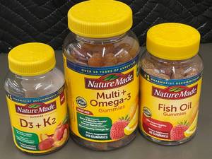 lot 24 image: Set of 3 Nature Made Gummies Multi  Omega-3, Fish Oil, D3  K2