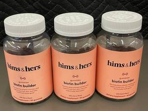 lot 26 image: Hims & Hers Biotin Builder Dietary Supplement Gummies - 3 Bottles