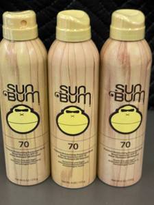 lot 31 image: Lot of 3 Sun Bum SPF 70 Premium Moisturizing Sunscreen Spray, 6 oz each