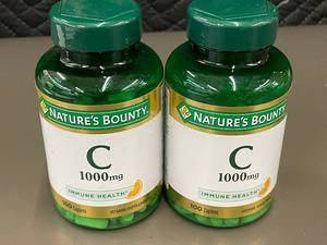 lot 65 image: Set of 2 Natures Bounty Vitamin C 1000mg Supplements, 100 Caplets Each