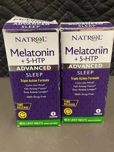 lot 82 image: 2-Pack Natrol Melatonin  5-HTP Advanced Sleep Tablets - 60 Count