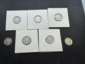 lot 63 image: Seven Silver Mercury Dimes
