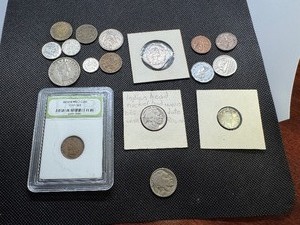 lot 66 image: Seventeen Miscellaneous Coins 1899 IndianHead Cent, two Buffalo Nickels and 14 foreign coins