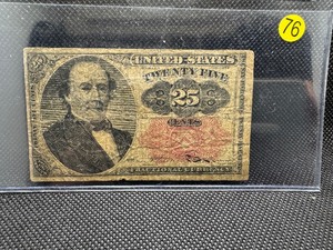 lot 76 image: Rare 1874 Twenty Five Cent Fractional Currency in Good Condition