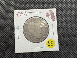 lot 86 image: 1909 Silver Barber Half Dollar