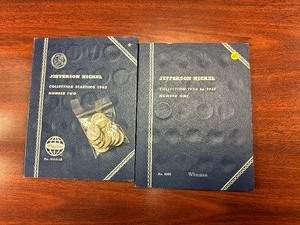 lot 46 image: Partial Jefferson Nickel Collection in Two Whitman Books 1938 - 1971 (31 coins in books plus 11 additional coins)
