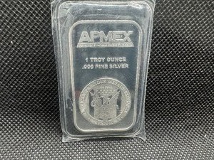 lot 89 image: APMEX 1 oz Silver Bar