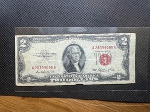 lot 91 image: 1953 Red Seal $2 Bill