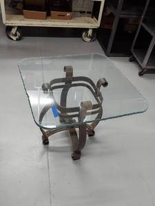 lot 1U image: Wrought Iron and Glass Side Table