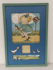 lot 20U image: Vintage G.G. Wiederseim Nursery Rhyme Artwork in Wooden Frame