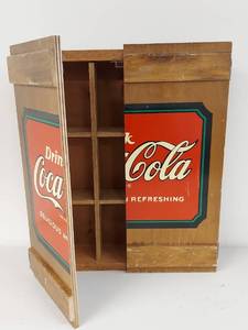 lot 30U image: Vintage Coca-Cola Wooden Spice Rack Cabinet