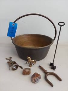 lot 44U image: Collection of Brass and Bronze Vintage Items Including Corkscrew and Horse Figurine