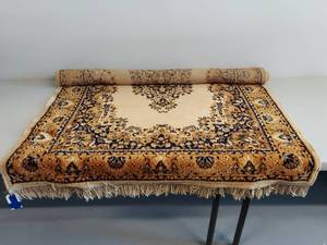 lot 51U image: Intricately Designed Wool Area Rug with Fringe