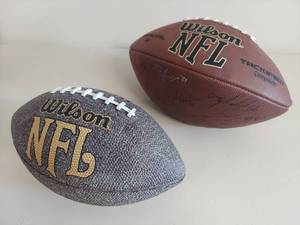 lot 59U image: Set of 2 Wilson NFL Footballs - Official Size with Autographs and Junior Size