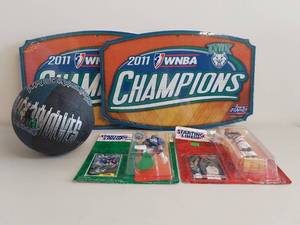 lot 69U image: Sports Memorabilia Collection with 2011 WNBA Champions Signs and Starting Lineup Figures