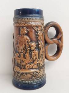 lot 4C image: Vintage German Beer Stein Unique Handle with Relief Detail
