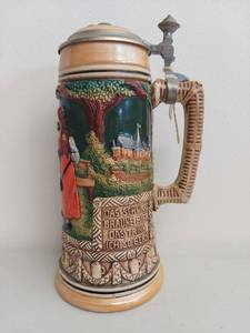 lot 6C image: Vintage German Beer Stein with Pewter Lid - Original Thewalt