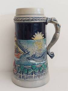lot 10C image: Limited Edition German Stein with Mermaid Handle and Ocean Scene