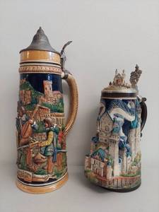 lot 17C image: Set of 2 Decorative German Beer Steins with Certificate of Authenticity - Both Minor Damages