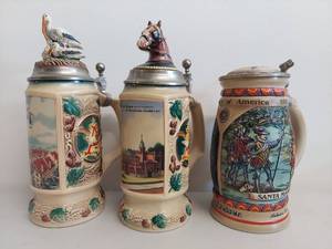 lot 31C image: Set of 3 Budweiser Collector Steins with Certificates
