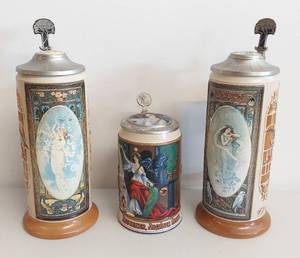 lot 34C image: Set of 3 Budweiser Collectors Beer Steins from Budweiser Archives Series