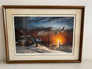 lot 45C image: Terry Redlin The Sharing Season Framed Print
