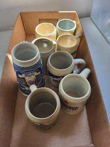 lot 56C image: Set of 8 Vintage Beer Stein Mugs with Brewer Logos