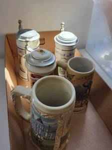 lot 61C image: Collection of 5 Commemorative Beer Steins Including Pabst Blue Ribbon