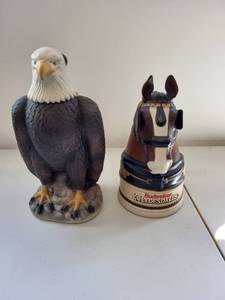 lot 63C image: Set of 2 Budweiser Collectible Steins - Eagle and Clydesdale Designs