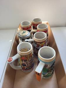 lot 77C image: Collection of 8 Budweiser Olympic Collector Steins with Certificate