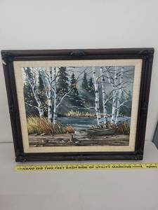 lot 5M image: Framed Oil Painting by Dean Johnson (Dino) - Woodland River Scene