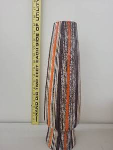 lot 11M image: Vintage Italian Ceramic Vase with Orange and Brown Stripes