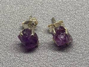 lot 7B image: Sterling Silver 925 Amethyst Stud Earrings