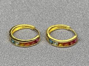 lot 9B image: Sterling Silver 925 Hoop Earrings with Stones